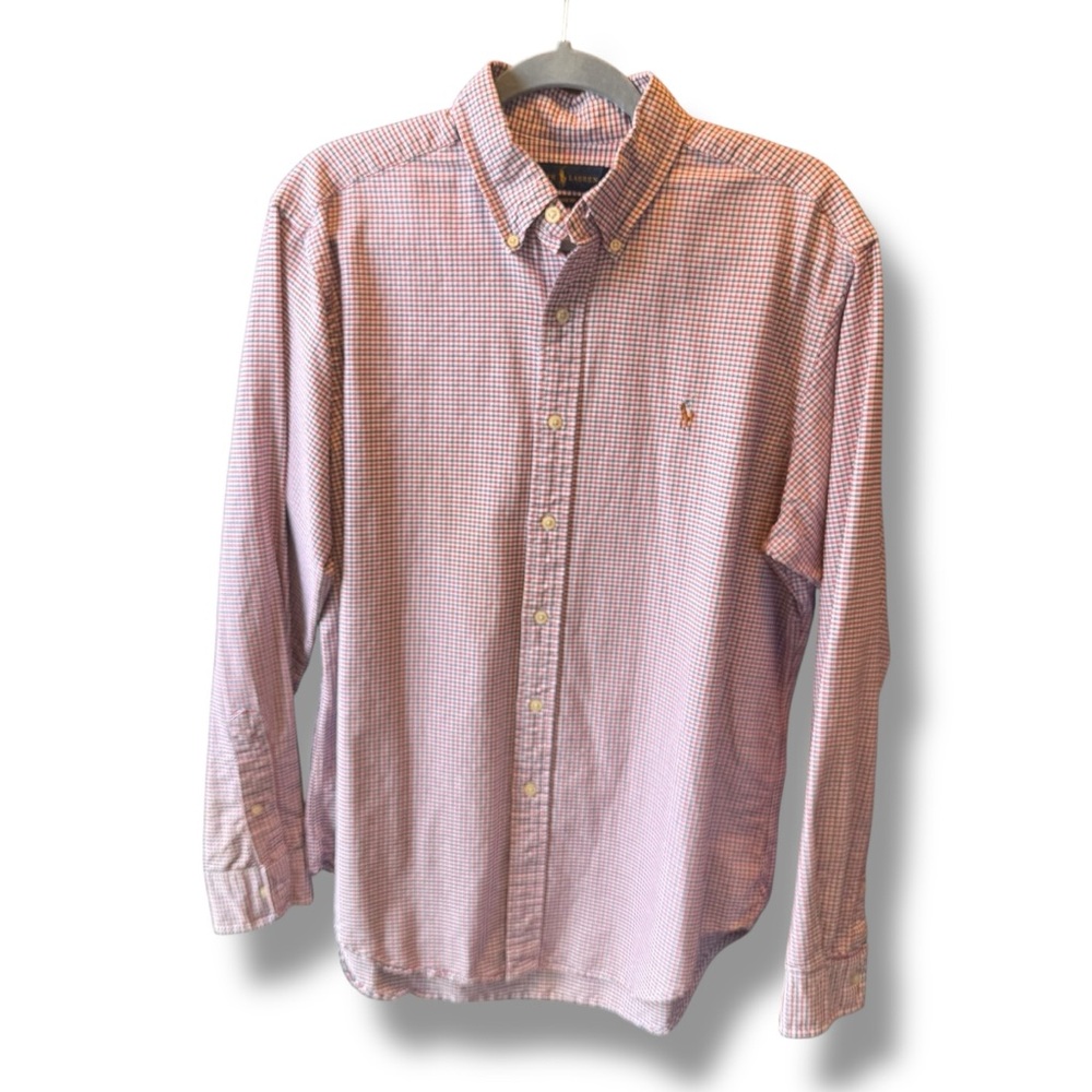 RALPH LAUREN BLUE LABEL Classic Fit Navy & Red Check, Button-up, Long Sleeve, L